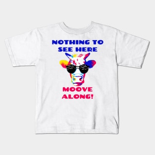 Moove Along! Pop Art Cool Cow Wearing Sunglasses Kids T-Shirt